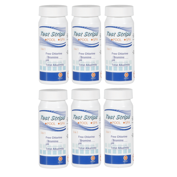 3-in-1 Chlorine, PH & Alkalinity Test Strips x50 Strips - Pack of 6