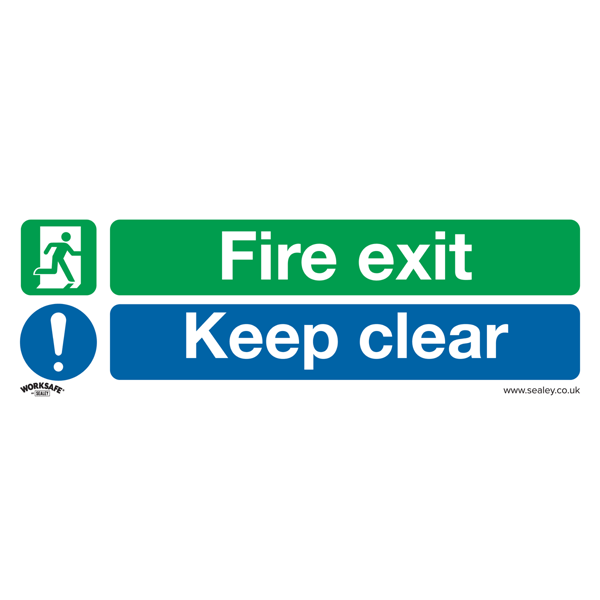 Fire Exit Keep Clear (Large) Safety Sign - Rigid Plastic