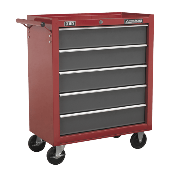 American PRO(R) Rollcab 5 Drawer - Red/Grey