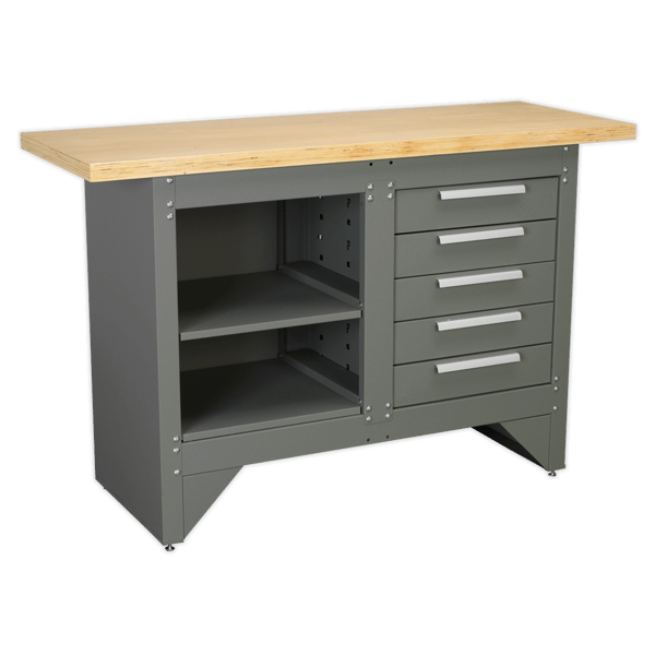 Heavy-Duty Workbench with 5 Drawers