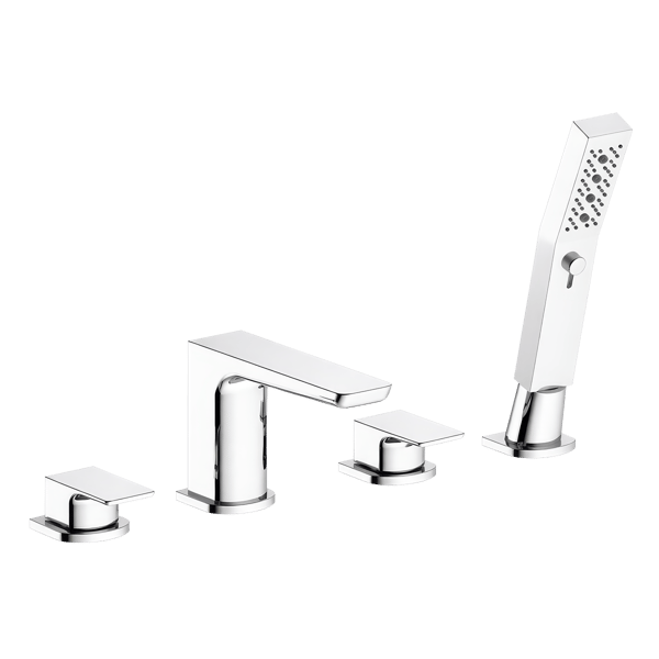 Baridi Bath Mounting 4-Hole Mixer Tap with Shower Head - Chrome