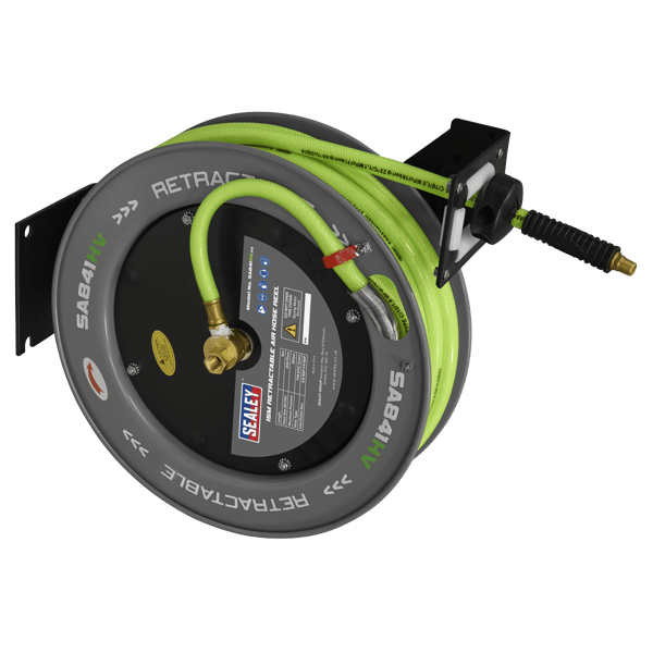 15m Retractable High-Visibility TPR Air Hose with Metal Reel 10mm ID