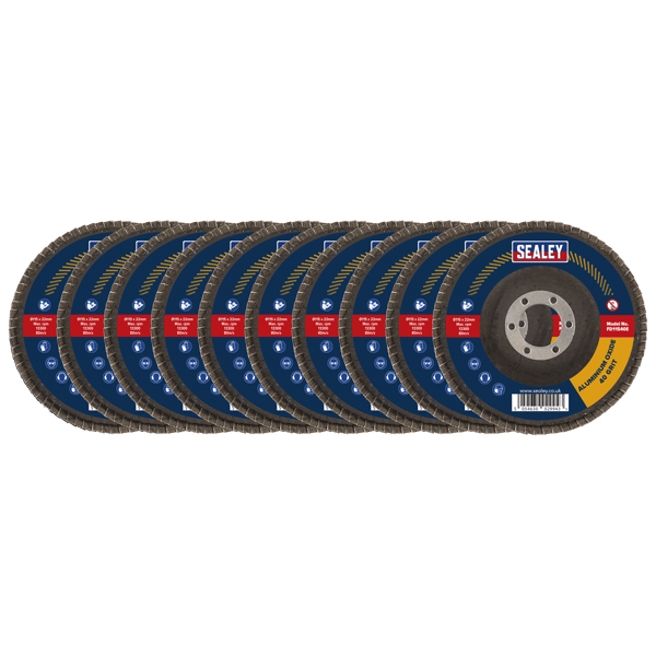 115mm Aluminium Oxide Flap Discs 40Grit 22mm Bore - Pack of 10