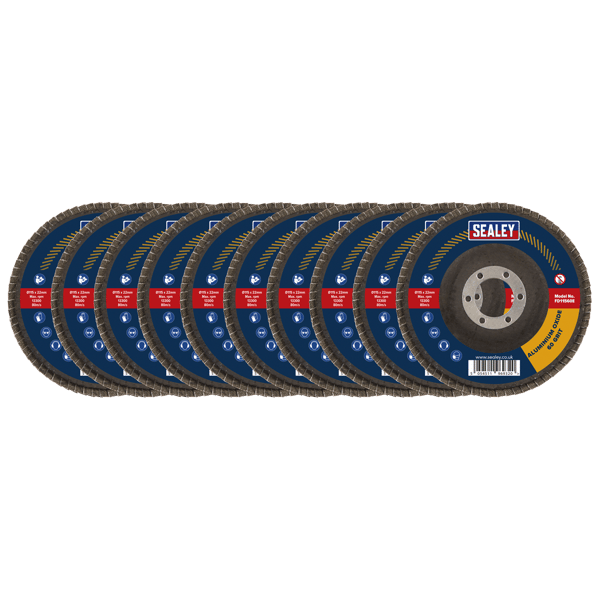 115mm Aluminium Oxide Flap Discs Assorted Grit 22mm Bore - Pack of 10