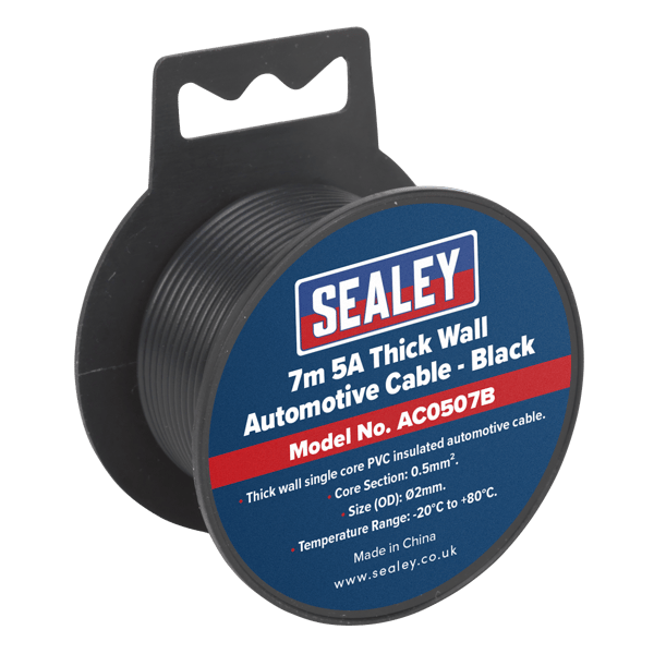 5A Thick Wall Automotive Cable 7m - Black