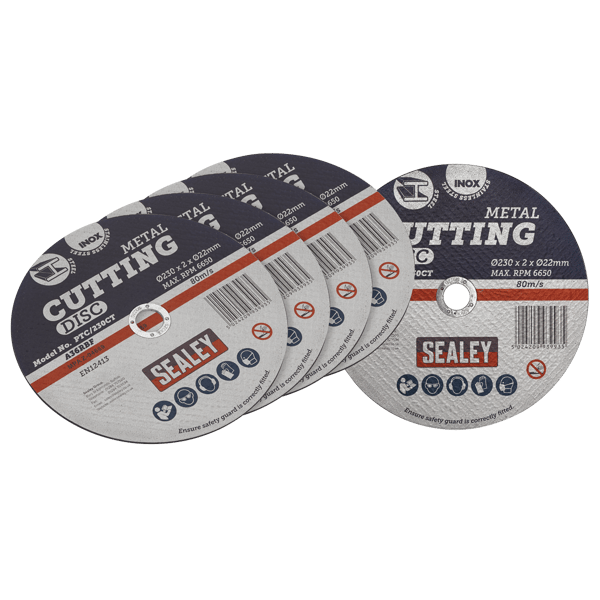 230 x 2mm Cutting Disc 22mm Bore - Pack of 5