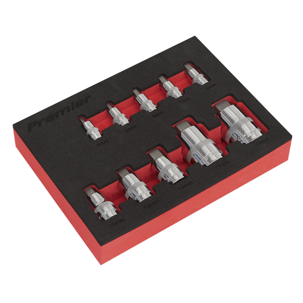 Stubby Hex Socket Bit Set 1/4", 3/8" & 1/2"Sq Drive 10pc