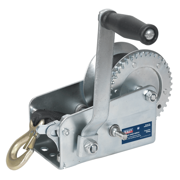 Geared Hand Winch with Webbing Strap 900kg Capacity