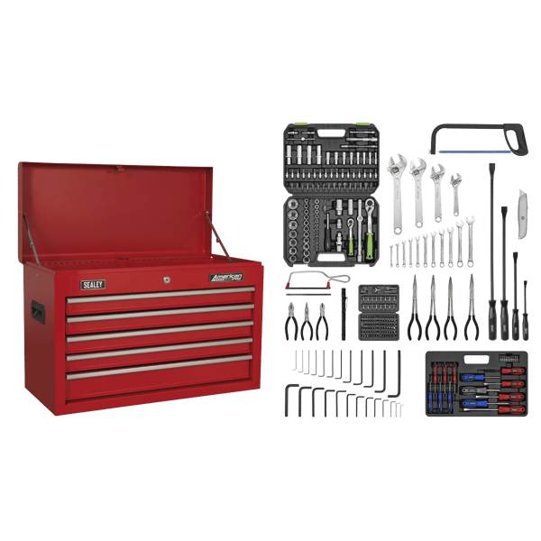 American PRO(R) Topchest 5 Drawer with 272pc Tool Kit - Red