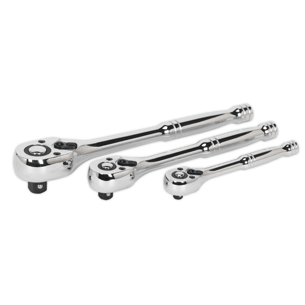Pear-Head Ratchet Wrench Set with Flip Reverse 3pc