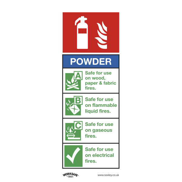 Powder Fire Extinguisher Safety Sign - Self-Adhesive Vinyl