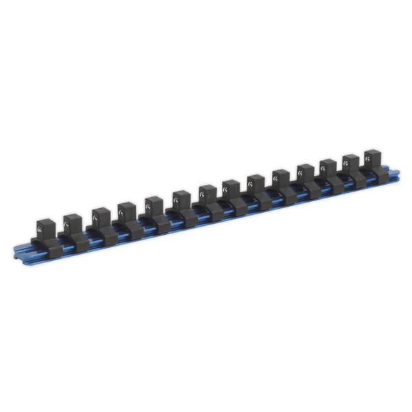 Aluminium Socket Retaining Rail with 14 Clips 3/8"Sq Drive