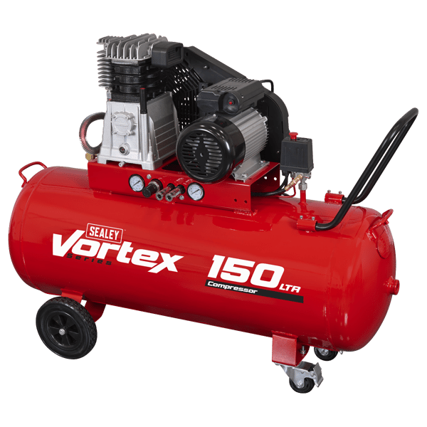 150L Belt Drive Air Compressor with Cast Cylinders & Wheels 3.5hp