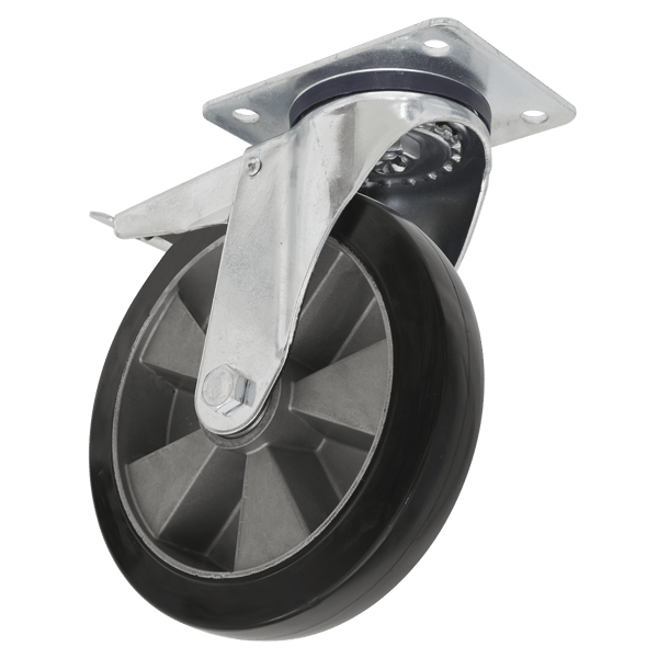 200mm Castor Wheel with Swivel Plate & Total Lock
