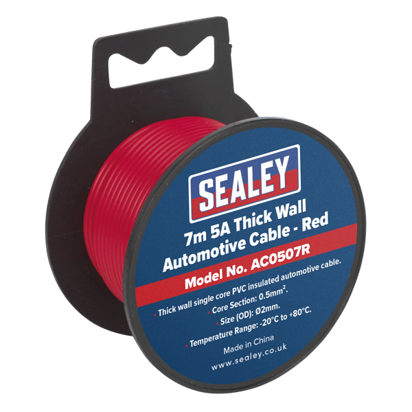 5A Thick Wall Automotive Cable 7m - Red