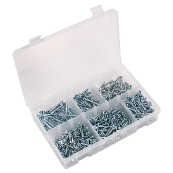 Zinc Plated Self-Tapping Countersunk Pozi Screw Assortment 510pc - DIN 7982
