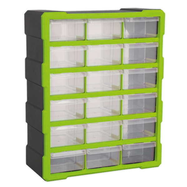 Cabinet Box 18 Drawer - Green/Black