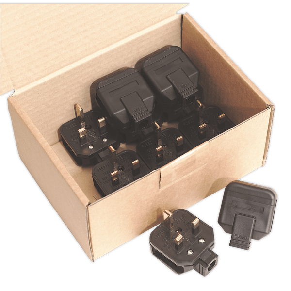 13A Heavy-Duty Plug, Black - Pack of 10