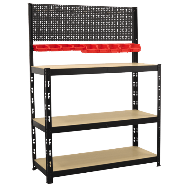 Steel Workbench with Pegboard 1m