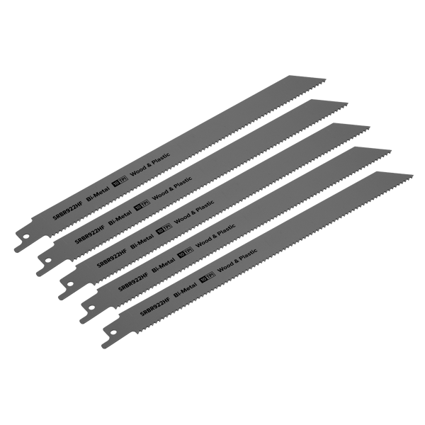 Reciprocating Saw Blade for Wood & Plastics 230mm 10tpi - Pack of 5