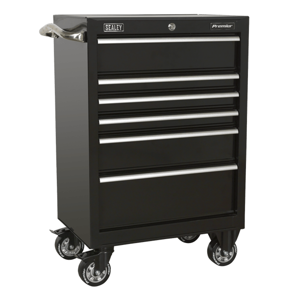 Heavy-Duty Rollcab 6 Drawer 675mm - Black