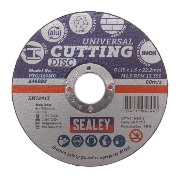 115 x 1.6mm Universal Cutting Disc 22mm Bore