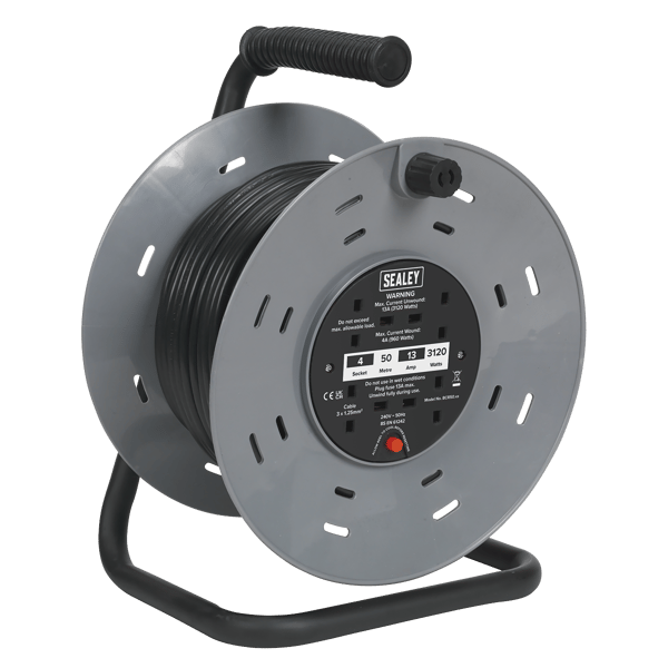 50m Cable Reel with Thermal Trip 4 x 230V