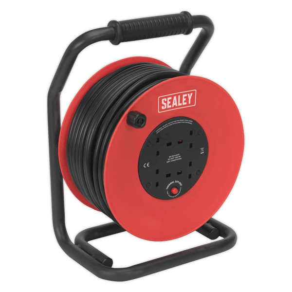 50m Heavy-Duty Cable Reel with Thermal Trip 4 x 230V