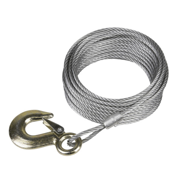 Winch Cable/Wire Rope with Forged Hook 5.1mm x 10m 810kg Breaking Strength
