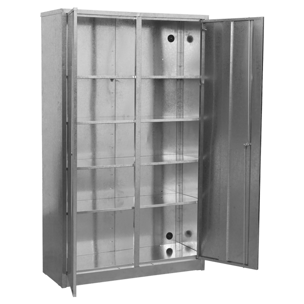 Extra-Wide Galvanized Steel Floor Cabinet with 4 Shelves