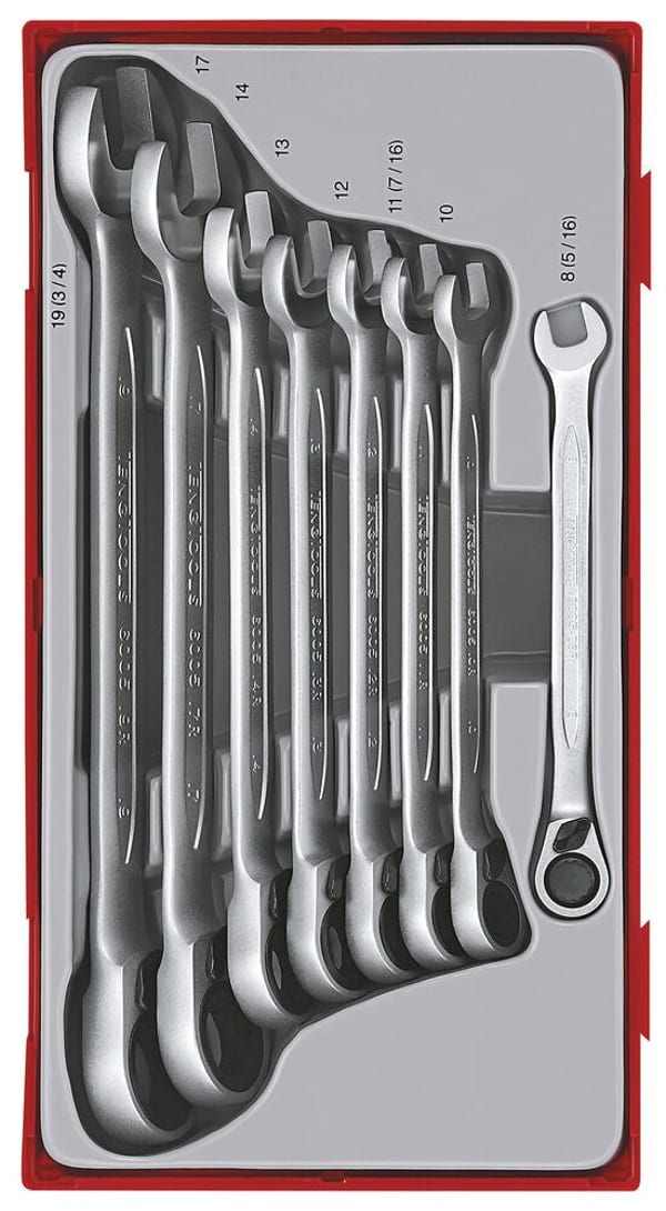 Spanner Set Combn Rev Ratchet 8pcs
